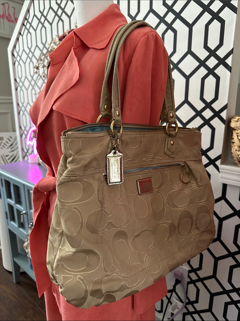 Coach gold shoulder bag